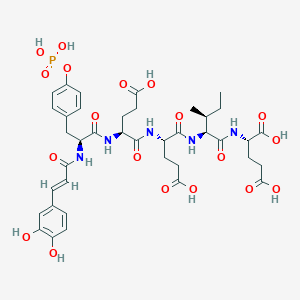 molecular formula C39H50N5O19P B1139753 (2S)-2-[[(2S,3S)-2-[[(2S)-4-Carboxy-2-[[(2S)-4-carboxy-2-[[(2S)-2-[[(E)-3-(3,4-dihydroxyphenyl)prop-2-enoyl]amino]-3-(4-phosphonooxyphenyl)propanoyl]amino]butanoyl]amino]butanoyl]amino]-3-methylpentanoyl]amino]pentanedioic acid CAS No. 507471-72-9
