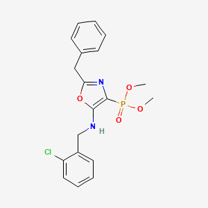 molecular formula C19H20ClN2O4P B11397550 Dimethyl (2-benzyl-5-{[(2-chlorophenyl)methyl]amino}-1,3-oxazol-4-YL)phosphonate 