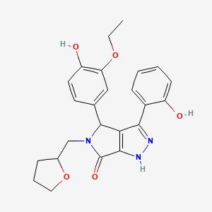 molecular formula C24H25N3O5 B11397566 4-(3-ethoxy-4-hydroxyphenyl)-3-(2-hydroxyphenyl)-5-(tetrahydrofuran-2-ylmethyl)-4,5-dihydropyrrolo[3,4-c]pyrazol-6(1H)-one 