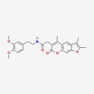 molecular formula C26H27NO6 B11397583 N-[2-(3,4-dimethoxyphenyl)ethyl]-2-(2,3,5-trimethyl-7-oxo-7H-furo[3,2-g]chromen-6-yl)acetamide 