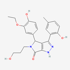 molecular formula C23H25N3O5 B11397606 4-(3-ethoxy-4-hydroxyphenyl)-3-(2-hydroxy-5-methylphenyl)-5-(3-hydroxypropyl)-4,5-dihydropyrrolo[3,4-c]pyrazol-6(1H)-one 