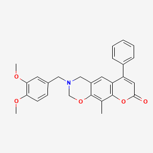 3-(3,4-dimethoxybenzyl)-10-methyl-6-phenyl-3,4-dihydro-2H,8H-chromeno[6,7-e][1,3]oxazin-8-one