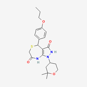 1-(2,2-dimethyltetrahydro-2H-pyran-4-yl)-7-hydroxy-4-(4-propoxyphenyl)-1,2,4,6-tetrahydro-3H-pyrazolo[3,4-e][1,4]thiazepin-3-one