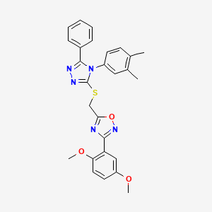 3-(2,5-dimethoxyphenyl)-5-({[4-(3,4-dimethylphenyl)-5-phenyl-4H-1,2,4-triazol-3-yl]sulfanyl}methyl)-1,2,4-oxadiazole