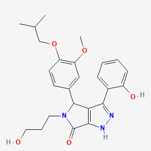 molecular formula C25H29N3O5 B11397661 3-(2-hydroxyphenyl)-5-(3-hydroxypropyl)-4-[3-methoxy-4-(2-methylpropoxy)phenyl]-4,5-dihydropyrrolo[3,4-c]pyrazol-6(1H)-one 