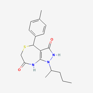 molecular formula C18H23N3O2S B11397669 4-(4-methylphenyl)-1-(pentan-2-yl)-4,6-dihydro-1H-pyrazolo[3,4-e][1,4]thiazepine-3,7-diol 