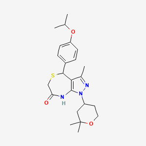 1-(2,2-Dimethyl-tetrahydro-pyran-4-yl)-4-(4-isopropoxy-phenyl)-3-methyl-4,8-dihydro-1H-pyrazolo[3,4-e] [1,4]thiazepin-7-one