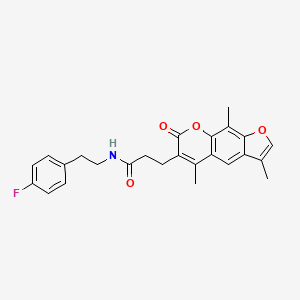 molecular formula C25H24FNO4 B11397747 N-[2-(4-Fluorophenyl)ethyl]-3-{3,5,9-trimethyl-7-oxo-7H-furo[3,2-G]chromen-6-YL}propanamide 