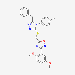 5-({[5-benzyl-4-(4-methylphenyl)-4H-1,2,4-triazol-3-yl]sulfanyl}methyl)-3-(2,5-dimethoxyphenyl)-1,2,4-oxadiazole