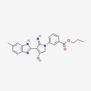 molecular formula C22H22N4O3 B11397779 Propyl 3-[5-amino-4-(6-methyl-1H-1,3-benzodiazol-2-YL)-3-oxo-2,3-dihydro-1H-pyrrol-1-YL]benzoate 