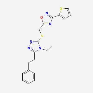 5-({[4-ethyl-5-(2-phenylethyl)-4H-1,2,4-triazol-3-yl]sulfanyl}methyl)-3-(thiophen-2-yl)-1,2,4-oxadiazole