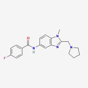 4-fluoro-N-[1-methyl-2-(pyrrolidin-1-ylmethyl)-1H-benzimidazol-5-yl]benzamide