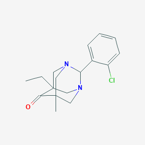 molecular formula C17H21ClN2O B11397856 2-(2-Chlorophenyl)-5-ethyl-7-methyl-1,3-diazatricyclo[3.3.1.1~3,7~]decan-6-one 