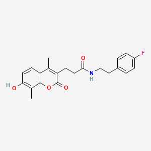 molecular formula C22H22FNO4 B11397861 N-[2-(4-fluorophenyl)ethyl]-3-(7-hydroxy-4,8-dimethyl-2-oxo-2H-chromen-3-yl)propanamide 