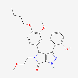 molecular formula C25H29N3O5 B11397883 4-(4-butoxy-3-methoxyphenyl)-3-(2-hydroxyphenyl)-5-(2-methoxyethyl)-4,5-dihydropyrrolo[3,4-c]pyrazol-6(1H)-one 