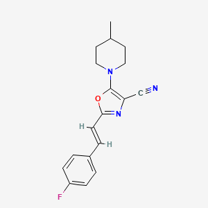 2-[(E)-2-(4-fluorophenyl)ethenyl]-5-(4-methylpiperidin-1-yl)-1,3-oxazole-4-carbonitrile