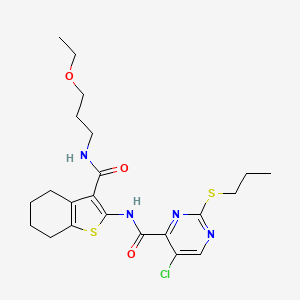 5-chloro-N-{3-[(3-ethoxypropyl)carbamoyl]-4,5,6,7-tetrahydro-1-benzothiophen-2-yl}-2-(propylsulfanyl)pyrimidine-4-carboxamide