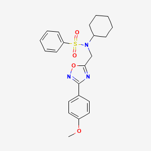 molecular formula C22H25N3O4S B11397930 N-cyclohexyl-N-{[3-(4-methoxyphenyl)-1,2,4-oxadiazol-5-yl]methyl}benzenesulfonamide 