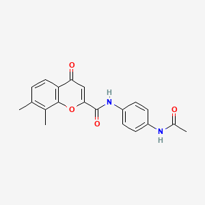 molecular formula C20H18N2O4 B11397942 N-[4-(acetylamino)phenyl]-7,8-dimethyl-4-oxo-4H-chromene-2-carboxamide 