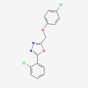 molecular formula C15H10Cl2N2O2 B11397956 2-[(4-Chlorophenoxy)methyl]-5-(2-chlorophenyl)-1,3,4-oxadiazole 