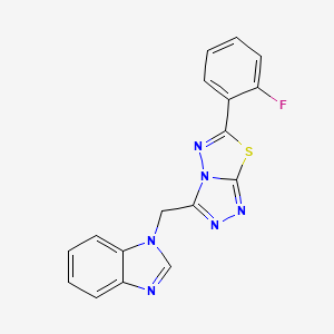 molecular formula C17H11FN6S B11397984 1-{[6-(2-fluorophenyl)[1,2,4]triazolo[3,4-b][1,3,4]thiadiazol-3-yl]methyl}-1H-benzimidazole 