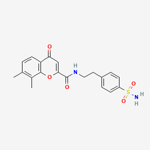 molecular formula C20H20N2O5S B11397999 N-{2-[4-(aminosulfonyl)phenyl]ethyl}-7,8-dimethyl-4-oxo-4H-chromene-2-carboxamide 