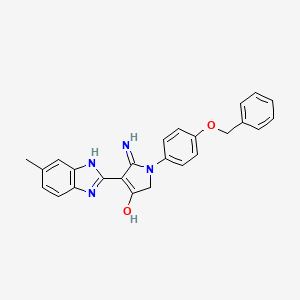 molecular formula C25H22N4O2 B11398001 5-Amino-1-[4-(benzyloxy)phenyl]-4-(6-methyl-1H-1,3-benzodiazol-2-YL)-2,3-dihydro-1H-pyrrol-3-one 