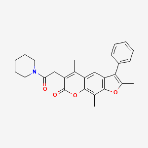 2,5,9-trimethyl-6-[2-oxo-2-(piperidin-1-yl)ethyl]-3-phenyl-7H-furo[3,2-g]chromen-7-one