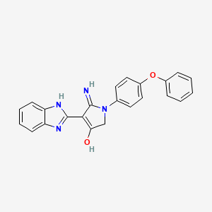 molecular formula C23H18N4O2 B11398063 5-amino-4-(1H-benzimidazol-2-yl)-1-(4-phenoxyphenyl)-1,2-dihydro-3H-pyrrol-3-one 