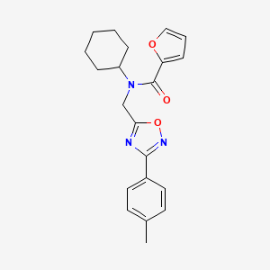 molecular formula C21H23N3O3 B11398069 N-cyclohexyl-N-{[3-(4-methylphenyl)-1,2,4-oxadiazol-5-yl]methyl}furan-2-carboxamide 