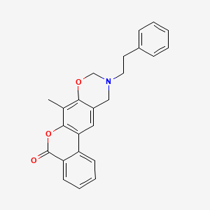 molecular formula C24H21NO3 B11398102 7-methyl-10-(2-phenylethyl)-10,11-dihydro-5H,9H-benzo[3,4]chromeno[6,7-e][1,3]oxazin-5-one 