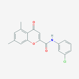 molecular formula C18H14ClNO3 B11398109 N-(3-chlorophenyl)-5,7-dimethyl-4-oxo-4H-chromene-2-carboxamide 