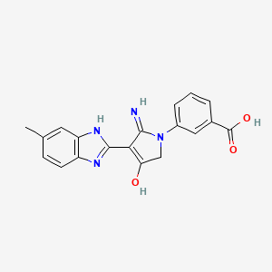 molecular formula C19H16N4O3 B11398200 3-[5-Amino-4-(6-methyl-1H-1,3-benzodiazol-2-YL)-3-oxo-2,3-dihydro-1H-pyrrol-1-YL]benzoic acid 