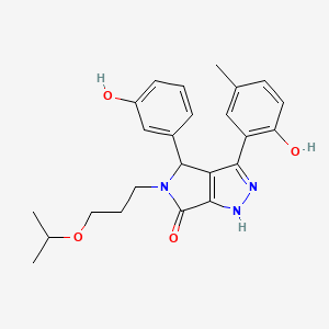 molecular formula C24H27N3O4 B11398219 3-(2-hydroxy-5-methylphenyl)-4-(3-hydroxyphenyl)-5-(3-isopropoxypropyl)-4,5-dihydropyrrolo[3,4-c]pyrazol-6(1H)-one 