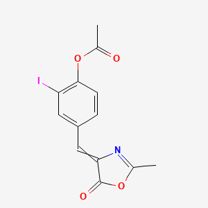 molecular formula C₁₃H₁₀INO₄ B1139827 4-(4-乙酰氧基-3-碘苯甲醛)-2-甲基-5-恶唑啉酮 CAS No. 91719-58-3