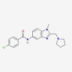 4-chloro-N-[1-methyl-2-(pyrrolidin-1-ylmethyl)-1H-benzimidazol-5-yl]benzamide