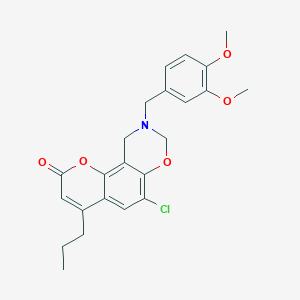 6-chloro-9-(3,4-dimethoxybenzyl)-4-propyl-9,10-dihydro-2H,8H-chromeno[8,7-e][1,3]oxazin-2-one