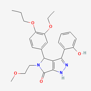 molecular formula C25H29N3O5 B11398307 4-(3-ethoxy-4-propoxyphenyl)-3-(2-hydroxyphenyl)-5-(2-methoxyethyl)-4,5-dihydropyrrolo[3,4-c]pyrazol-6(1H)-one 