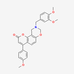 9-(3,4-dimethoxybenzyl)-4-(4-methoxyphenyl)-9,10-dihydro-2H,8H-chromeno[8,7-e][1,3]oxazin-2-one