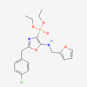 molecular formula C19H22ClN2O5P B11398316 Diethyl {2-(4-chlorobenzyl)-5-[(furan-2-ylmethyl)amino]-1,3-oxazol-4-yl}phosphonate 