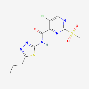 molecular formula C11H12ClN5O3S2 B11398360 5-chloro-2-(methylsulfonyl)-N-(5-propyl-1,3,4-thiadiazol-2-yl)pyrimidine-4-carboxamide 