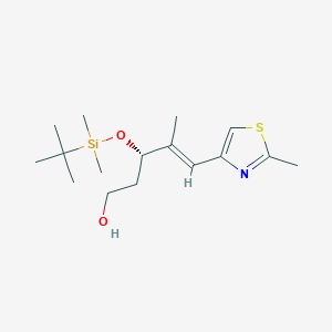 molecular formula C₁₆H₂₉O₂NSiS B1139838 (-)-(3S,4E)-3-{[叔丁基(二甲基)甲硅烷基]氧基}-4-甲基-5-(2-甲基-1,3-噻唑-4-基)戊-4-烯-1-醇 CAS No. 188899-14-1