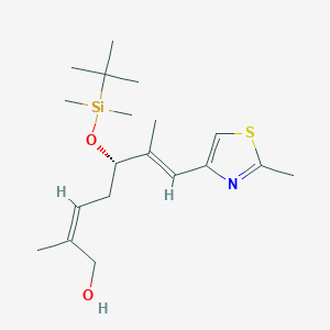 molecular formula C₁₉H₃₃NO₂SSi B1139840 (-)-(2Z,5S,6E)-5-{[叔丁基(二甲基)甲硅烷基]氧基}-2,6-二甲基-7-(2-甲基-1,3-噻唑-4-基)庚-2,6-二烯-1-醇 CAS No. 218614-16-5