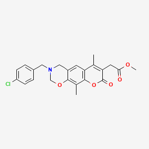 molecular formula C23H22ClNO5 B11398404 methyl [3-(4-chlorobenzyl)-6,10-dimethyl-8-oxo-3,4-dihydro-2H,8H-chromeno[6,7-e][1,3]oxazin-7-yl]acetate 