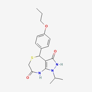 molecular formula C18H23N3O3S B11398492 7-hydroxy-1-(propan-2-yl)-4-(4-propoxyphenyl)-1,2,4,6-tetrahydro-3H-pyrazolo[3,4-e][1,4]thiazepin-3-one 