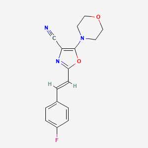 2-[(E)-2-(4-fluorophenyl)ethenyl]-5-(morpholin-4-yl)-1,3-oxazole-4-carbonitrile