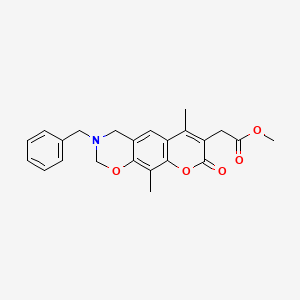 methyl (3-benzyl-6,10-dimethyl-8-oxo-3,4-dihydro-2H,8H-chromeno[6,7-e][1,3]oxazin-7-yl)acetate