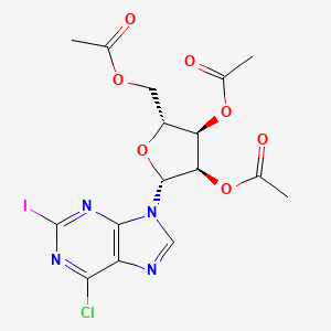 molecular formula C₁₆H₁₆ClIN₄O₇ B1139851 [(2R,3R,4R,5R)-3,4-二乙酰氧基-5-(6-氯-2-碘嘌呤-9-基)恶烷-2-基]甲基乙酸酯 CAS No. 5987-76-8
