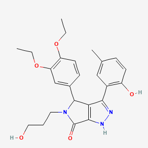 molecular formula C25H29N3O5 B11398518 4-(3,4-diethoxyphenyl)-3-(2-hydroxy-5-methylphenyl)-5-(3-hydroxypropyl)-4,5-dihydropyrrolo[3,4-c]pyrazol-6(1H)-one 