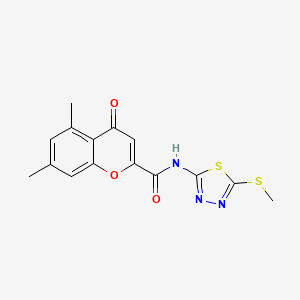 molecular formula C15H13N3O3S2 B11398537 5,7-dimethyl-N-[5-(methylsulfanyl)-1,3,4-thiadiazol-2-yl]-4-oxo-4H-chromene-2-carboxamide 